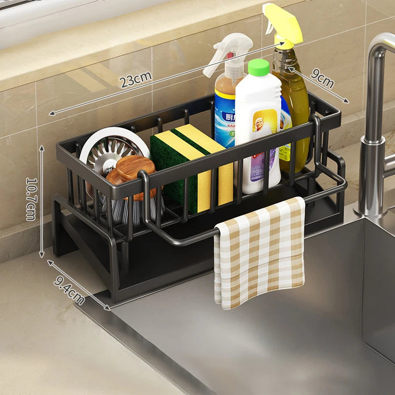 HMJ2 Multi-Functional Kitchen Sponge & Soap Rack – Countertop Organizer for Sponges, Rags, and Dish Soap