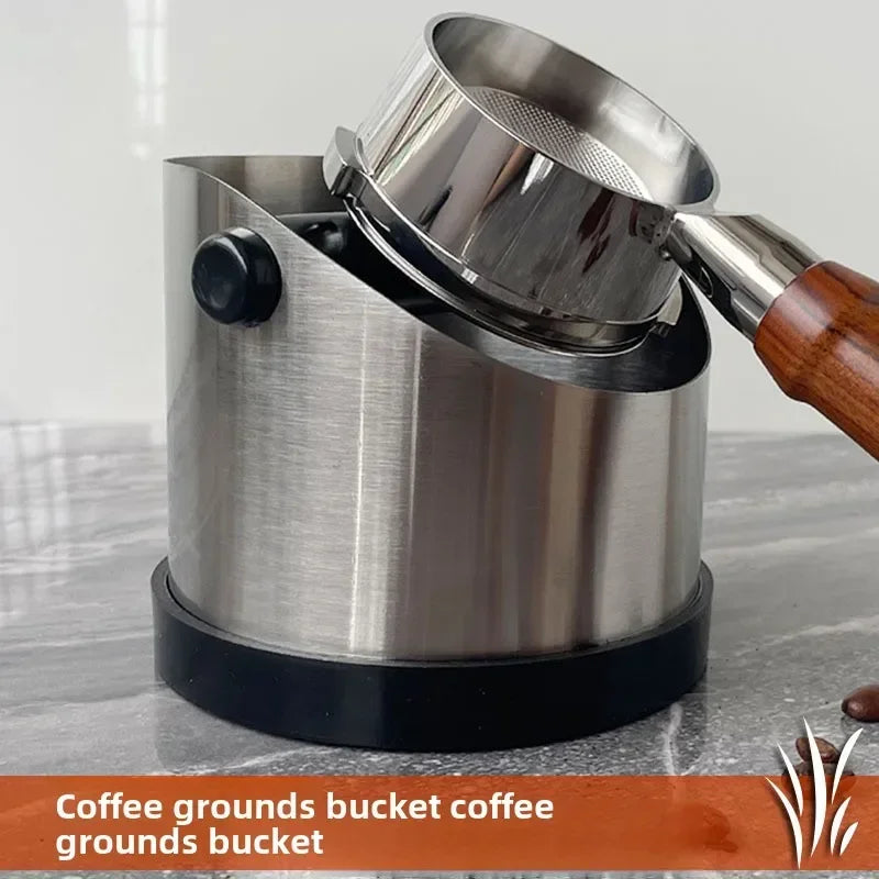 Stainless Steel Espresso Knock Box – Non-Slip Coffee Grounds Bin with Rubber Ring