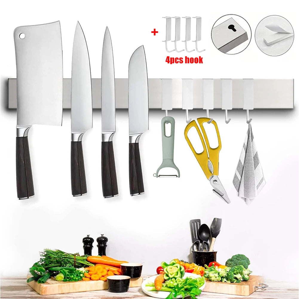 Magnetic Knife Strip with Hooks