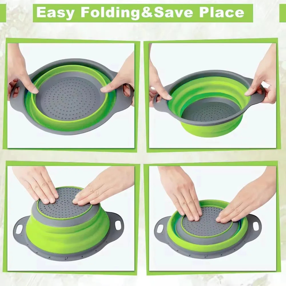 Silicone Folding Drain Basket – Collapsible Fruit & Vegetable Washing Colander