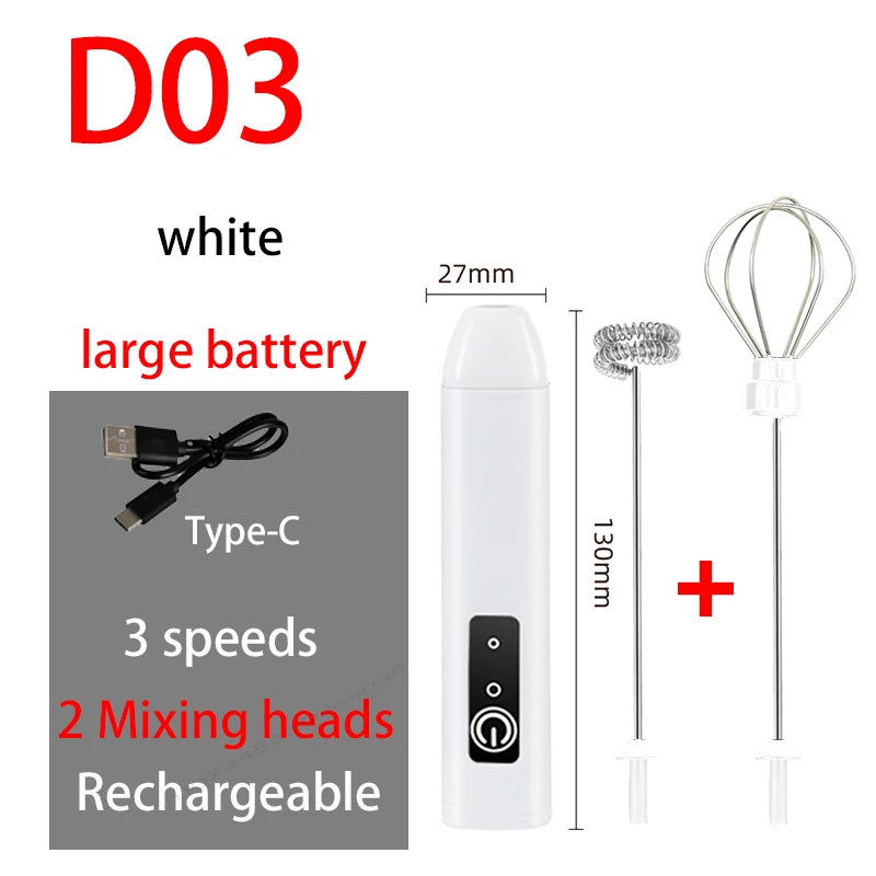 Electric Handheld Milk Frother & Whisk – Coffee, Creamer, and Egg Beater Mixer