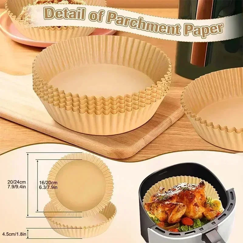 Air Fryer Paper Liners – Non-Stick Parchment Paper for Baking & Cooking