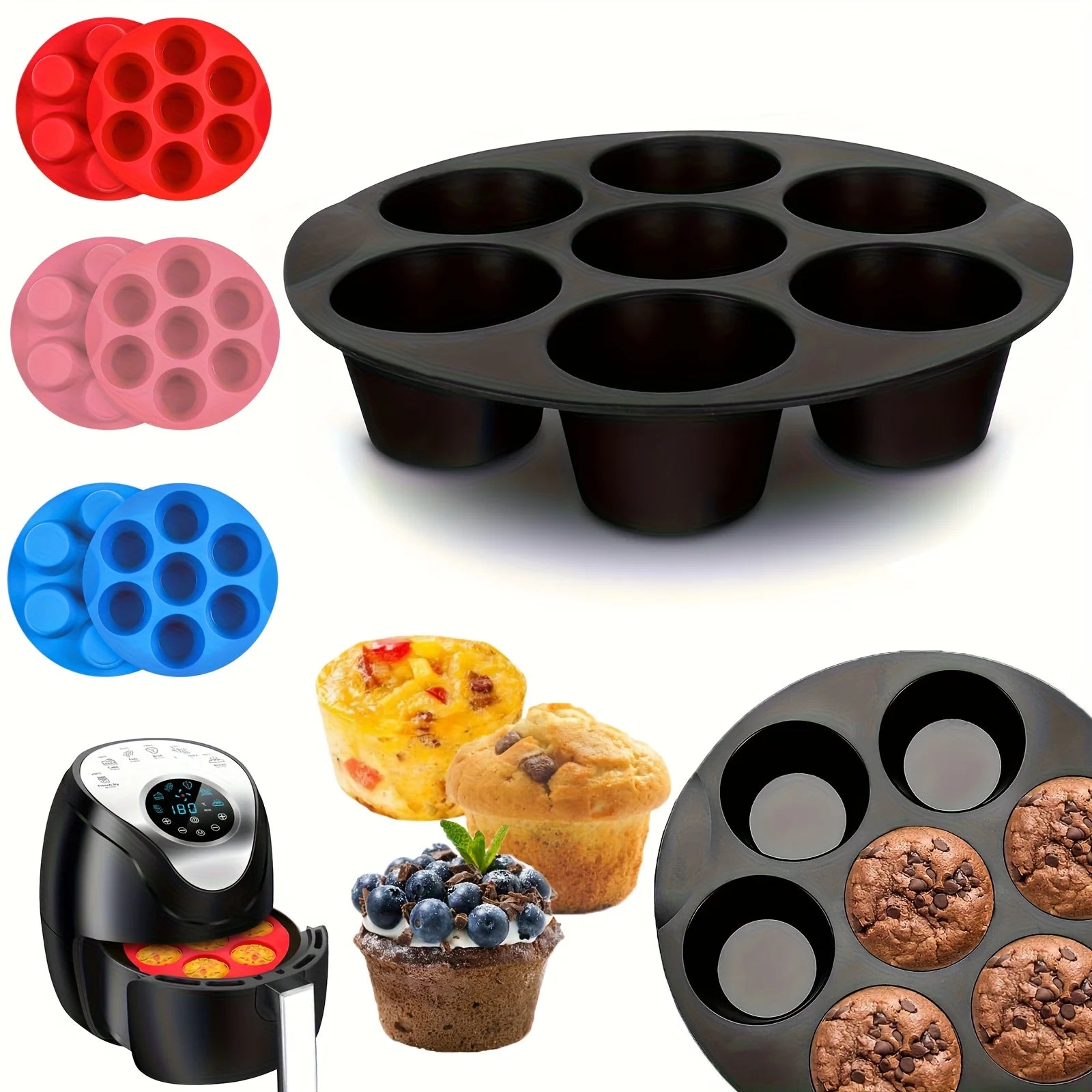 Silicone Egg Bite Mold – 7-Cavity Non-Stick Air Fryer & Oven Safe Muffin Pan