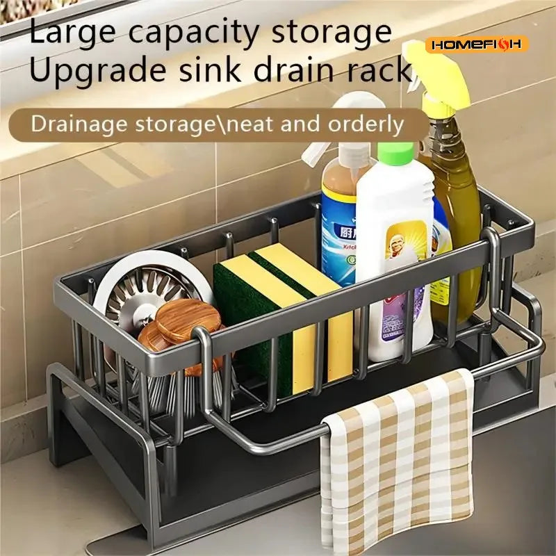 HMJ2 Multi-Functional Kitchen Sponge & Soap Rack – Countertop Organizer for Sponges, Rags, and Dish Soap