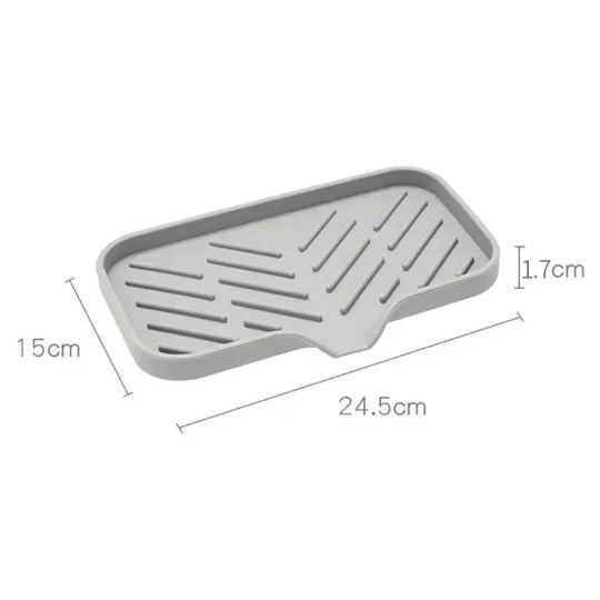 Multifunctional Silicone Sink Tray – Soap, Sponge & Brush Organizer for Kitchen & Bathroom