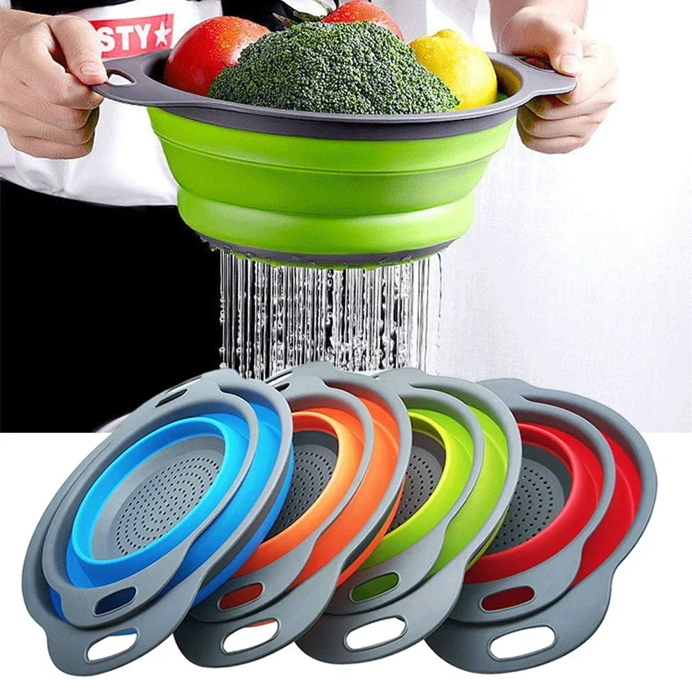 Silicone Folding Drain Basket – Collapsible Fruit & Vegetable Washing Colander
