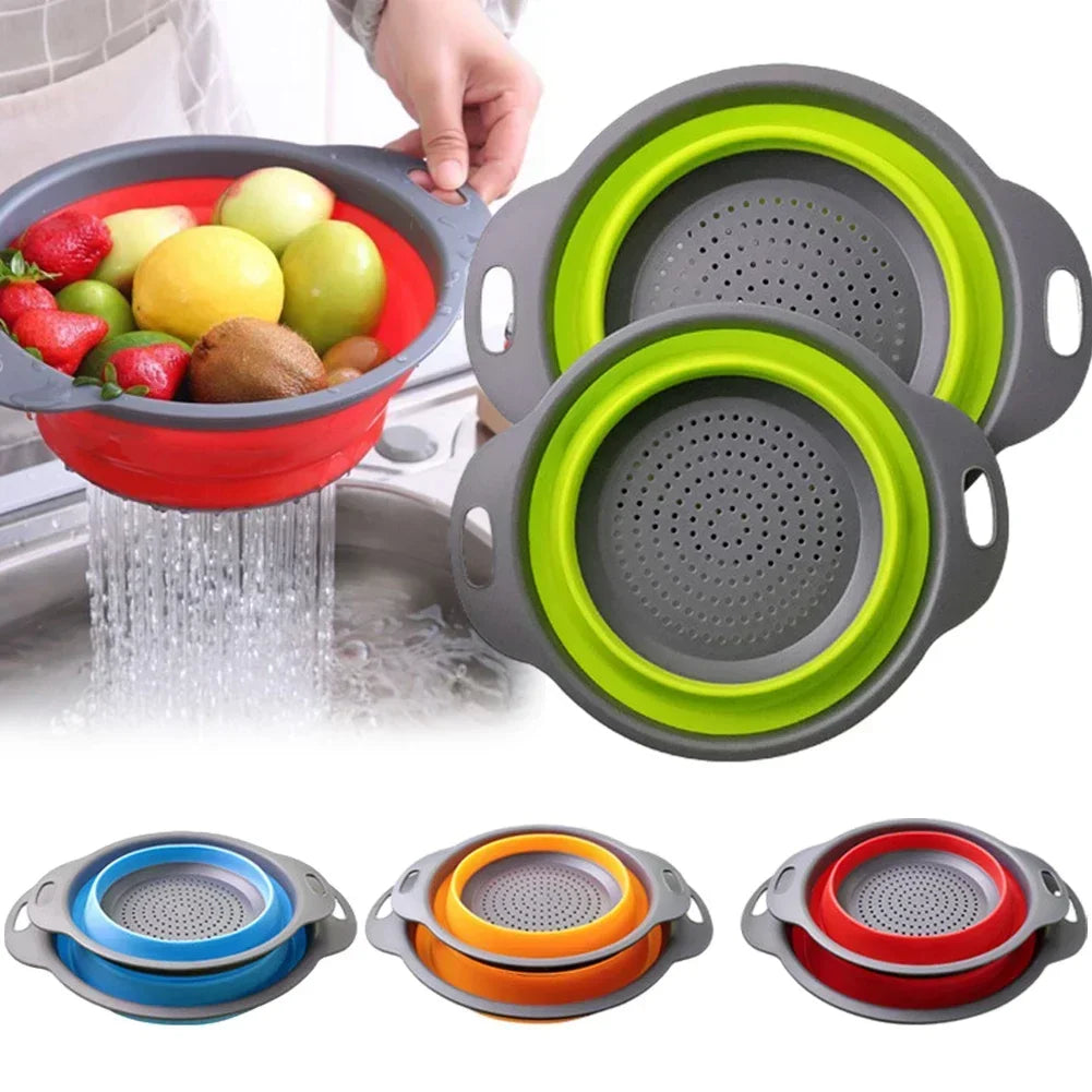 Silicone Folding Drain Basket – Collapsible Fruit & Vegetable Washing Colander