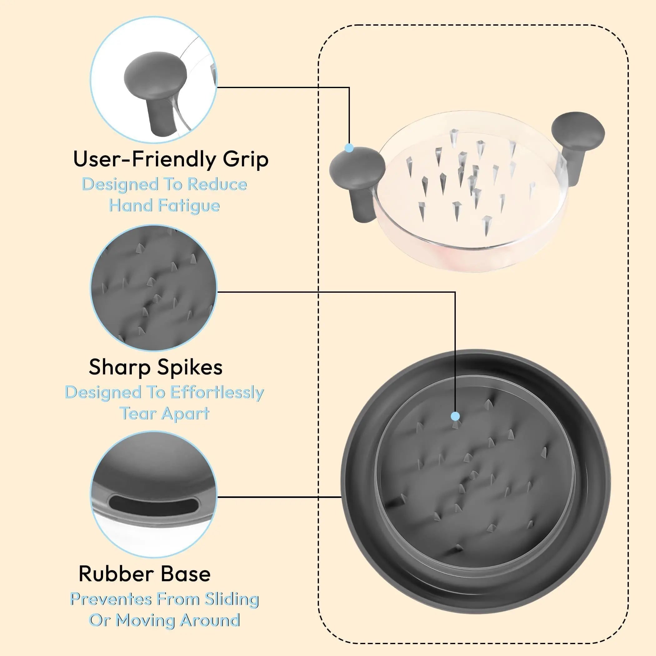 Upgraded Chicken Shredder with Transparent Lid – Large Anti-Slip Rotating Meat & Vegetable Chopper