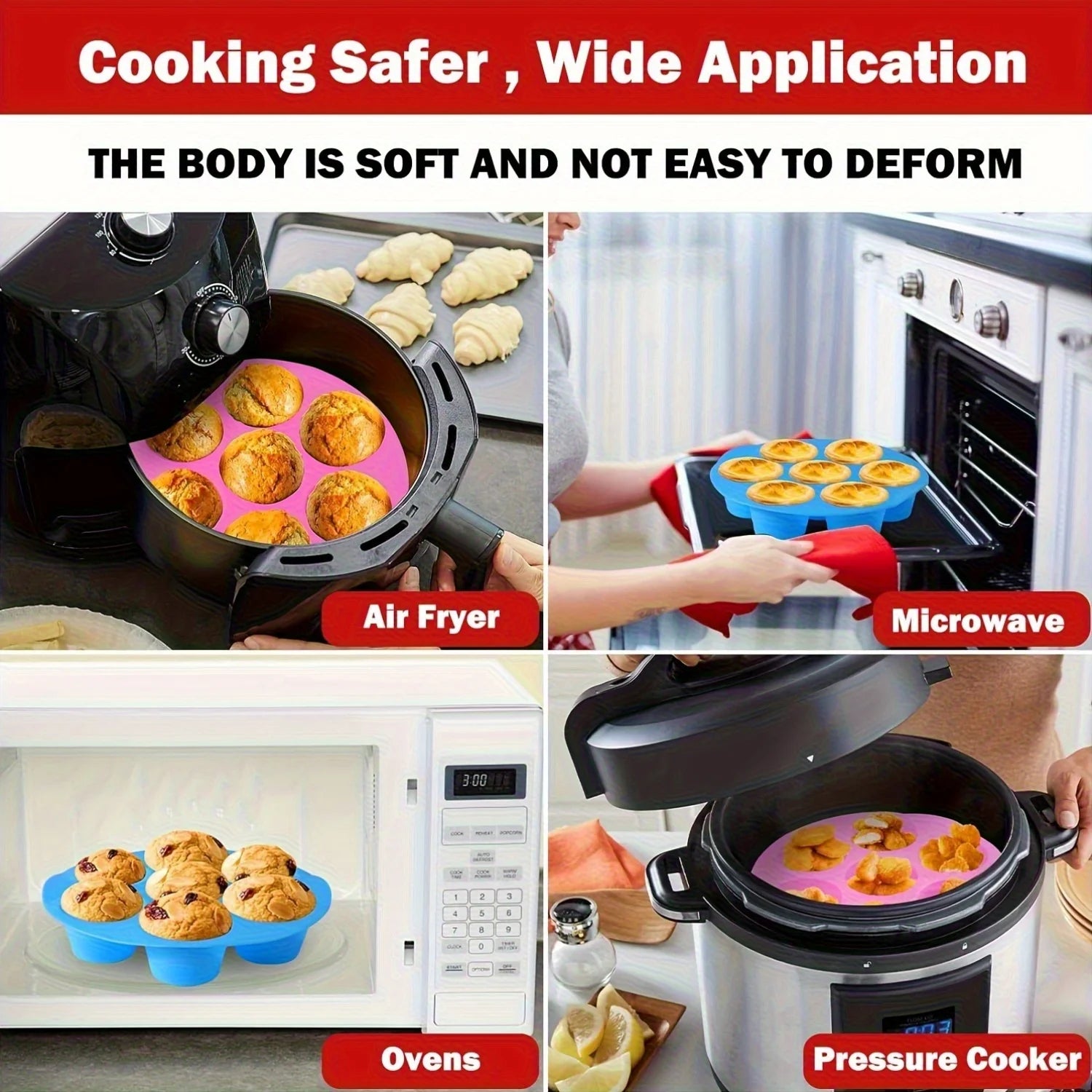 Silicone Egg Bite Mold – 7-Cavity Non-Stick Air Fryer & Oven Safe Muffin Pan