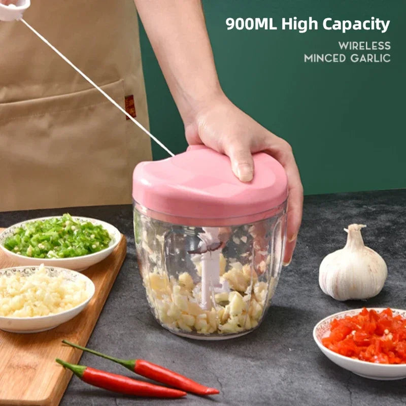 Manual Food Chopper & Mincer – Vegetable, Onion, Meat, and Garlic Crusher (500/900ML)