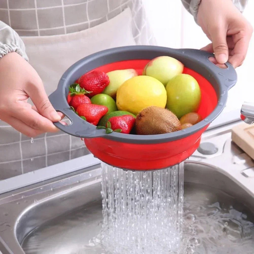 Silicone Folding Drain Basket – Collapsible Fruit & Vegetable Washing Colander