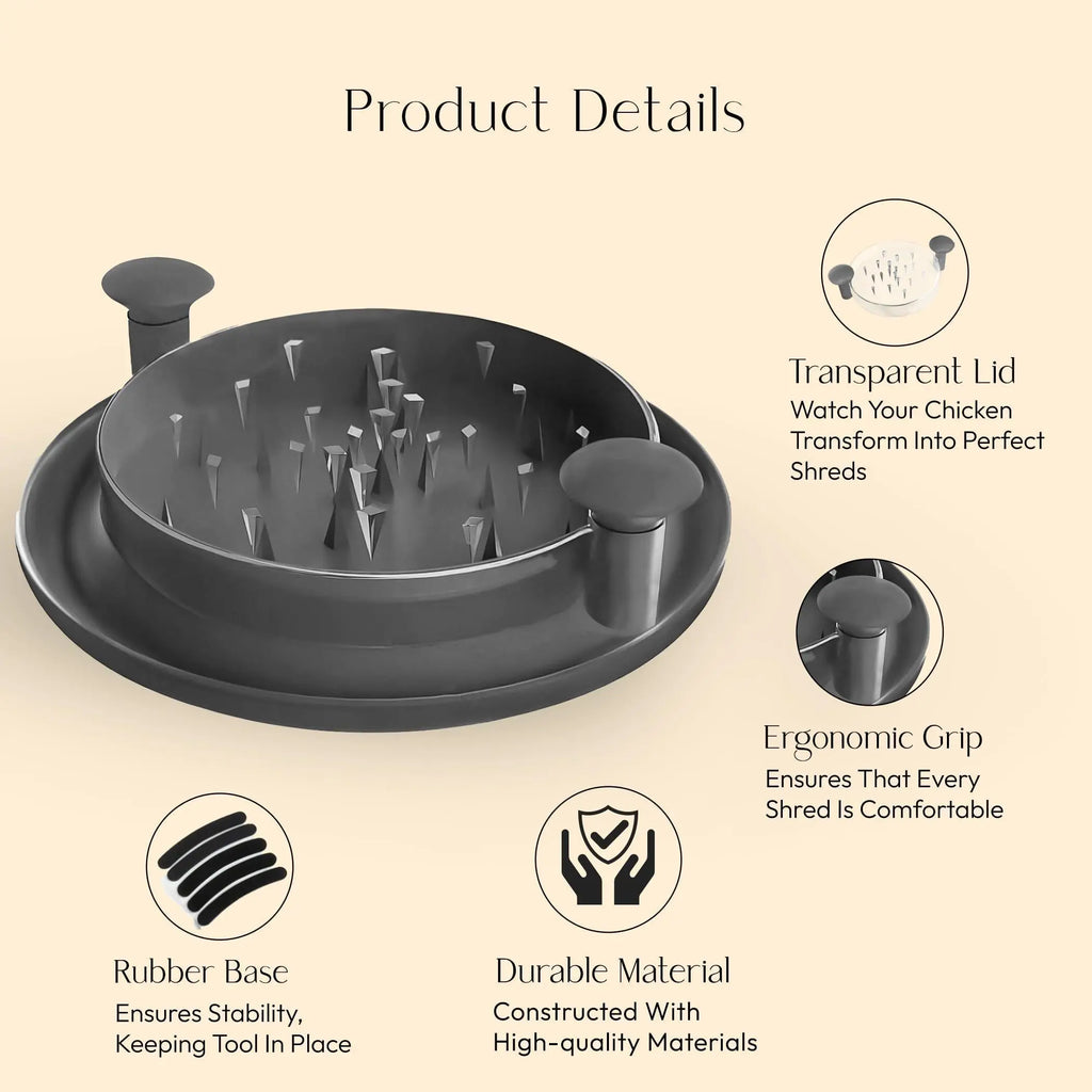 Upgraded Chicken Shredder with Transparent Lid – Large Anti-Slip Rotating Meat & Vegetable Chopper