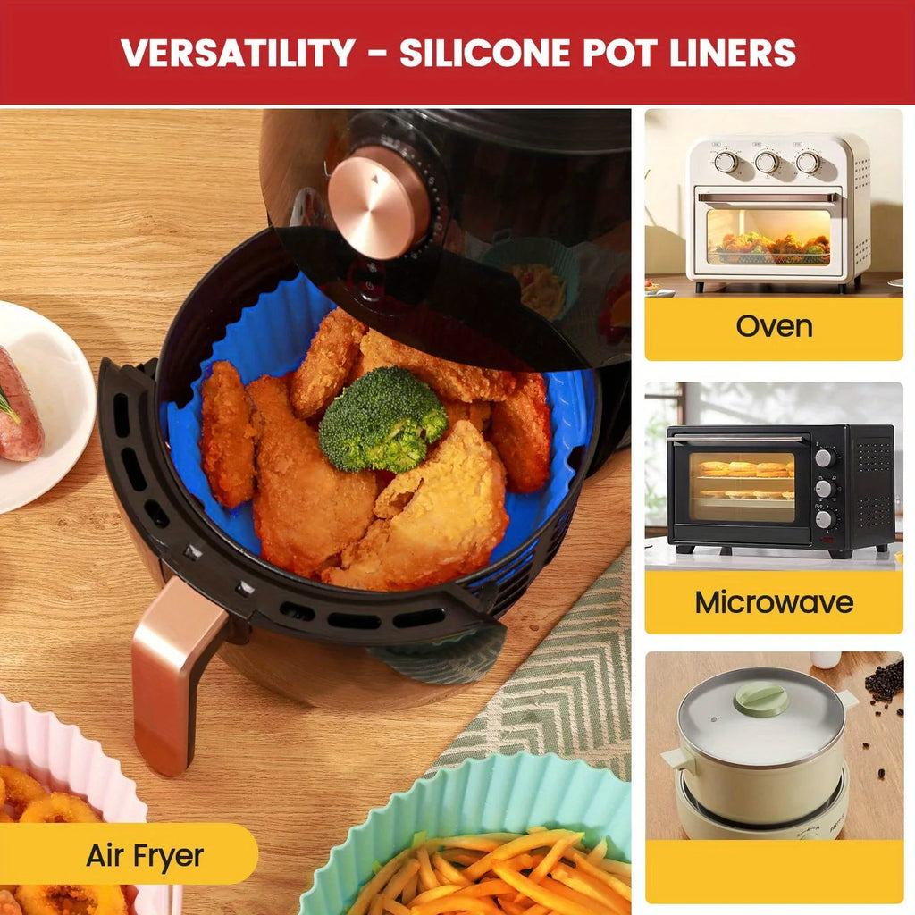 6PC Silicone Air Fryer Mats – Non-Stick, Heat-Resistant up to 450°F, Dishwasher Safe