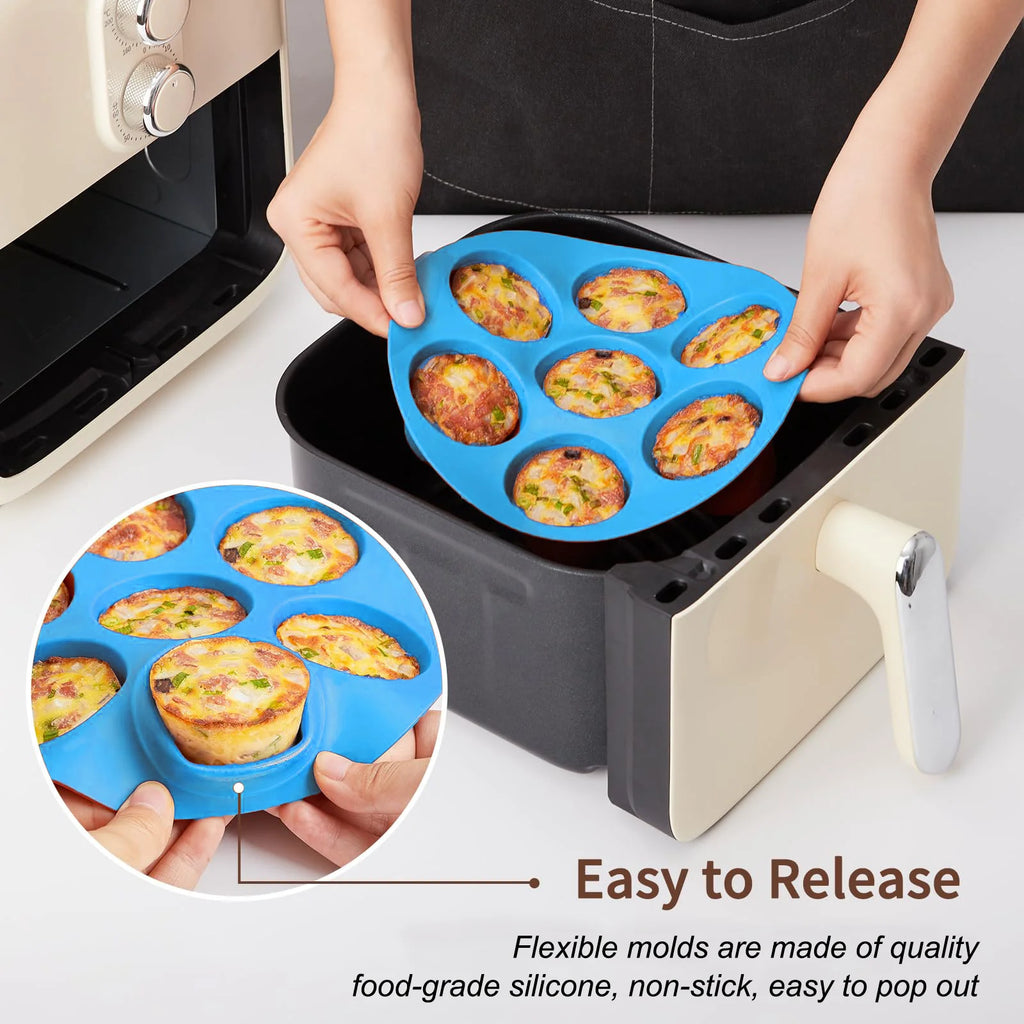 Silicone Egg Bite Mold – 7-Cavity Non-Stick Air Fryer & Oven Safe Muffin Pan