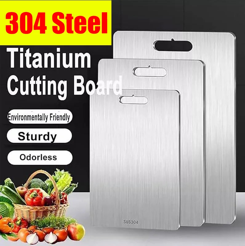 Titanium Stainless Steel Cutting Board – Double-Sided, Thickened 304 Food-Grade Chopping Board